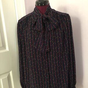 Schrader Sport Navy Chiffon Pussybow Blouse